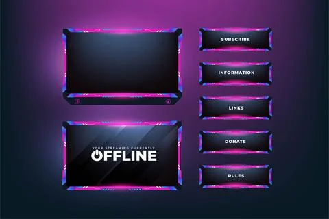 Girly screen overlay vector with pink and dark colors. Gaming screen panel de 스톡 일러스트