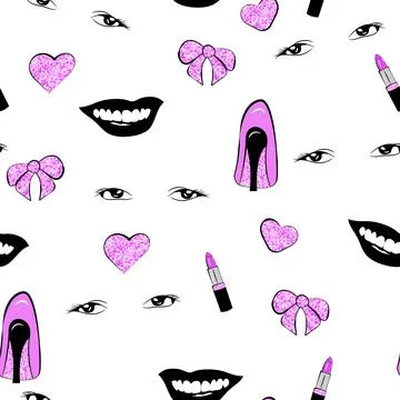 Girly seamless pattern. Stock Illustration