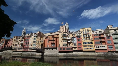 Girona and river in Spain Stock Footage 66514459