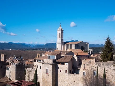 Girona cathedral hypelapse Stock Footage 75958798