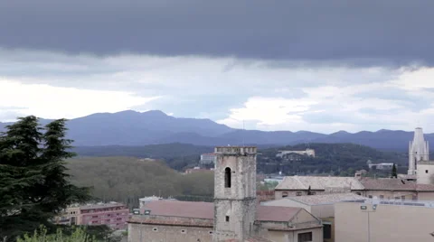 Girona Cathedral panorama Stock Footage 55256339