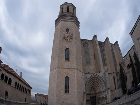 Girona cathedral timelapse Stock Footage 75958928