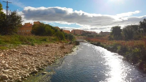 Girona river in Beniarbeig town, Spain Stock Footage 123722042