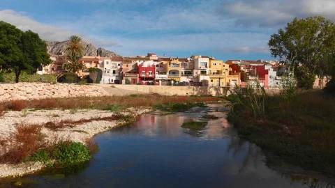 Girona river in Beniarbeig town, Spain Stock Footage 123722080