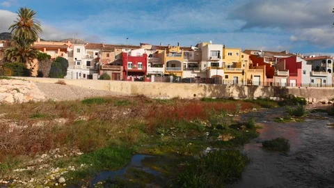 Girona river in Beniarbeig town, Spain Stock Footage 123722112