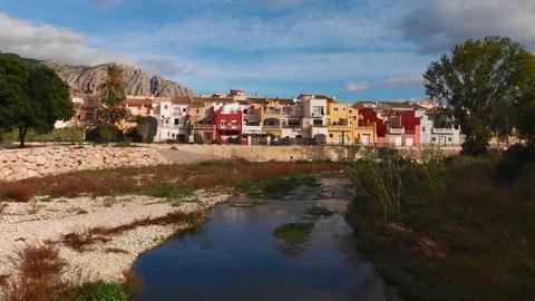 Girona river in Beniarbeig town, Spain Stock Footage 123722146