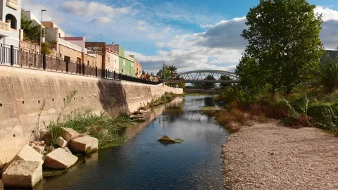 Girona river in Beniarbeig town, Spain Stock Footage 123722246
