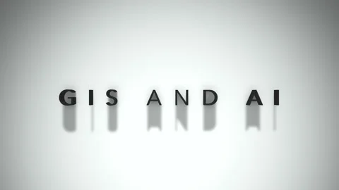 GIS and AI 3D title animation matte black text on a white background Stock Footage 300717528