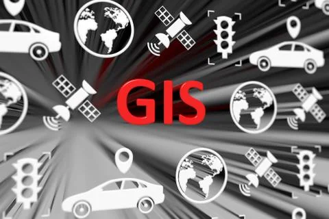 GIS concept blurred background 3d render illustration Stock Illustration