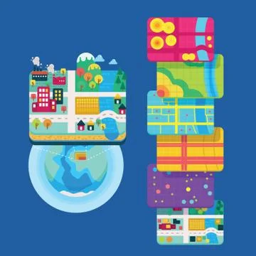 GIS Concept Data Layers for Infographic Stock Illustration