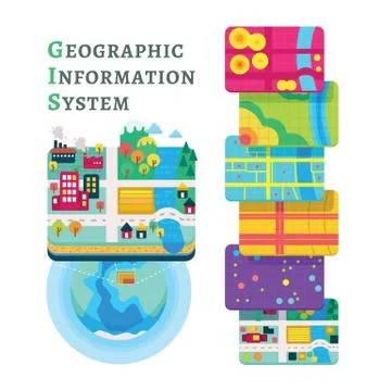 GIS Concept Data Layers for Infographic Stock Illustration