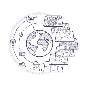 GIS Concept Data Layers for Infographic Stock Illustration