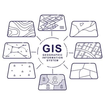 GIS Concept Data Layers for Infographic Stock Illustration