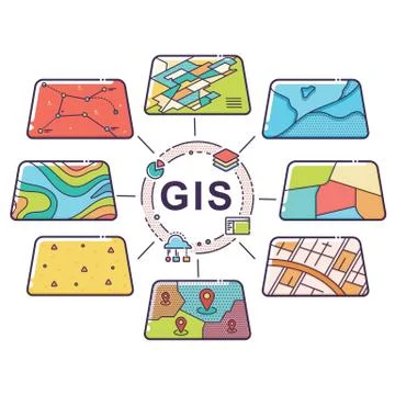 GIS Concept Data Layers for Infographic Stock Illustration