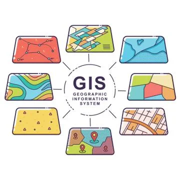 GIS Concept Data Layers for Infographic Stock Illustration