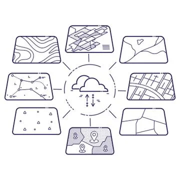 GIS Data Layers Cloud Concept Stock Illustration