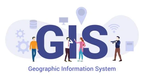 Gis geographical information system technology concept with big word or text  イラスト素材