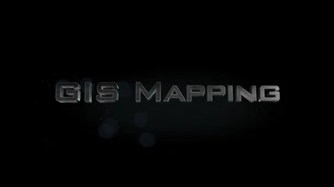 GIS Mapping title 3D metal text on black alpha channel background Stock Footage 296281324
