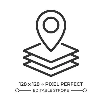 GIS pixel perfect linear icon Stock Illustration