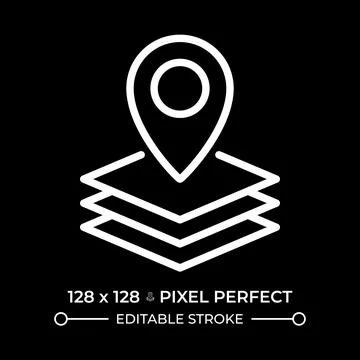 GIS pixel perfect white linear icon for dark theme Stock Illustration