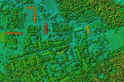 GIS product made after processing aerial pictures taken from a drone. a sys.. Stock Photos