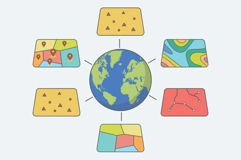 GIS Spatial Data Layers Concept for Business Analysis 스톡 일러스트