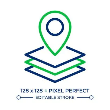 GIS two color line icon Stock Illustration