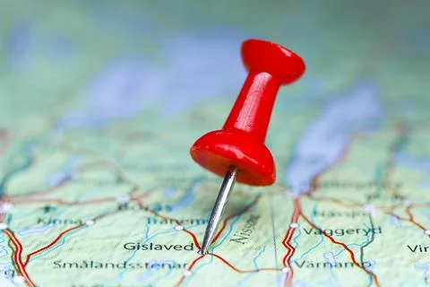 Gislaved, Sweden pin on map Stock Photos