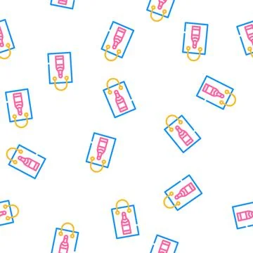 Gist drink bottle in bag vector seamless pattern Stock Illustration