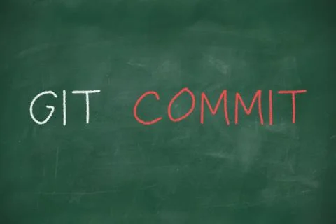 Git commit handwritten on blackboard Stock Illustration