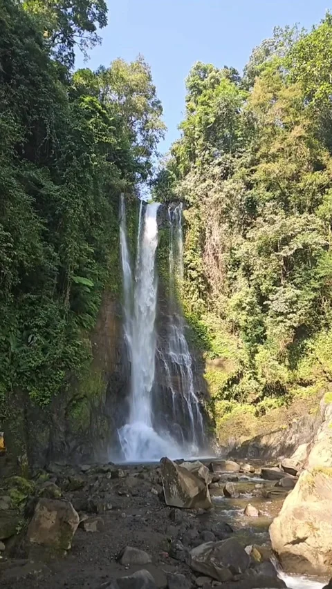 Git-git waterfall hidden in the tropical forest, Bali, Indonesia Stock Footage 283519110