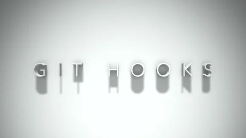 Git hooks 3D title animation with shadows on a white background Stockbeeldmateriaal 297018177