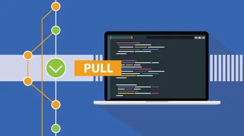 Git pull command programming technology code repository online cloud Illustration
