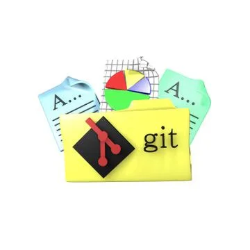 Git version control tool folder. 3d rendering Illustration