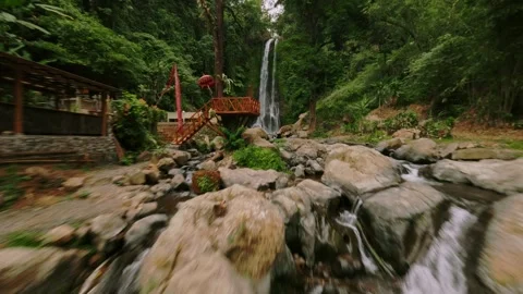 GitGit waterfall in Bali, Indonesia. Fpv drone Aerial view Stock-Footage 250063064