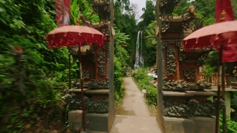 GitGit waterfall in Bali, Indonesia. Fpv drone travel - video Stock-Footage 250063093