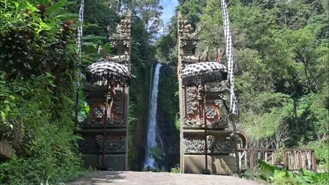 Gitgit waterfall in Buleleng regency of Bali - Indonesia Stock Footage 283880619