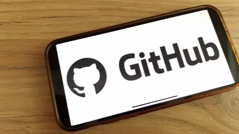 GitHub logo displayed on mobile phone Video stock 241746468