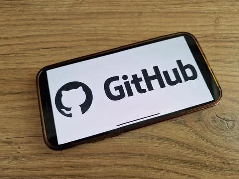 GitHub logo displayed on mobile phone Stock Photos