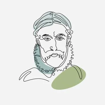 Giuseppe Arcimboldo vector one line art portrait. Famous Italian artist Stock Illustration