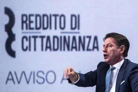 Giuseppe Conte is interviewed at Rai 1 'Porta a Porta' tv program, Rome, Italy - Stock Photos