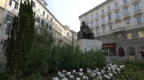 Giuseppe Verdi statue in Trieste Stock Footage 60245397