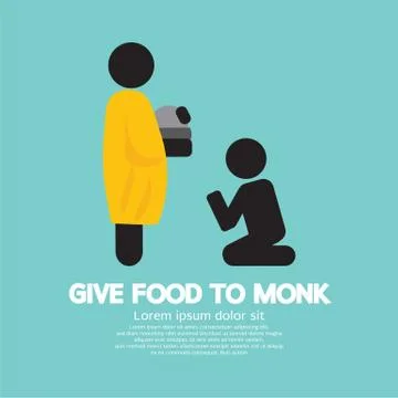 Give Alms To Monk Symbol Vector Illustration Stock Illustration