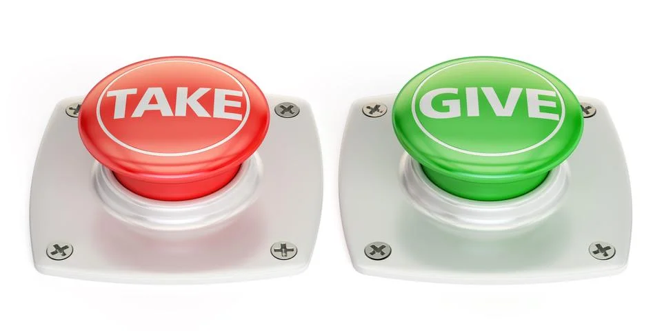 Give and take push button, 3D rendering Illustrazione stock