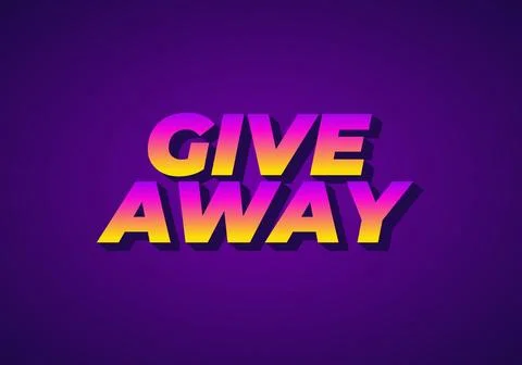 GIVE AWAY. Text effect in 3D style with eye catching color Stock Illustration