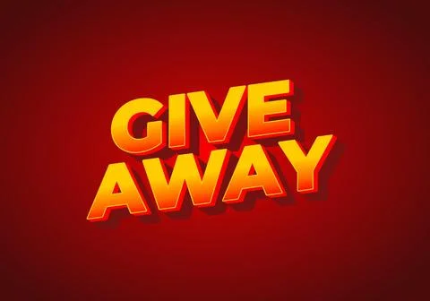 GIVE AWAY. Text effect in 3D style with eye catching color Stock Illustration