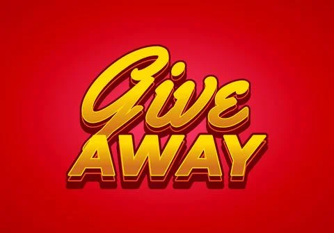 Give away. Text effect design in gold red colors and eye catching style Stock Illustration