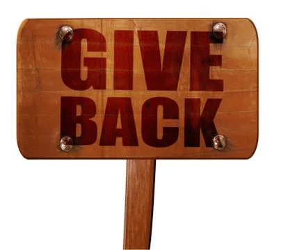 Give back, 3D rendering, text on wooden sign Stock Illustration