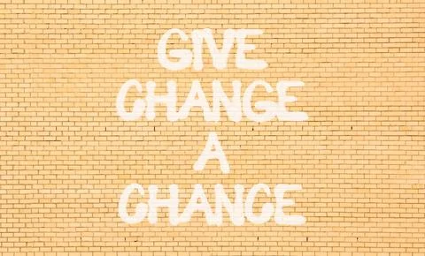 Give change a chance symbol. Concept words phrase Give change a chance on b.. Stock Photos