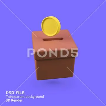 Give charity coins isolated 3d render icon illustration PSD Template
